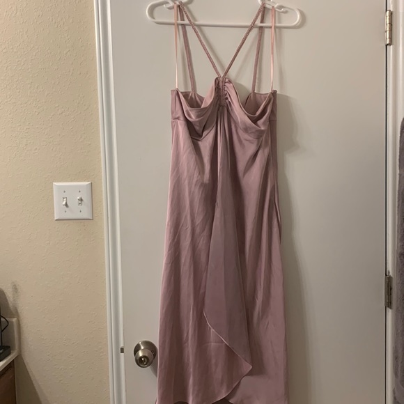 Pale pink/ light purple formal criss cross beaded rhinestone dress - Picture 3 of 11